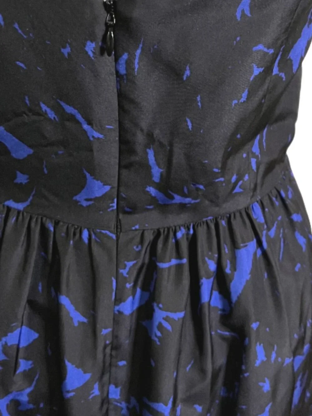 J.Crew Collection 100% Silk Sleeveless Black/Blue Lined Knee Length Dress Size 4